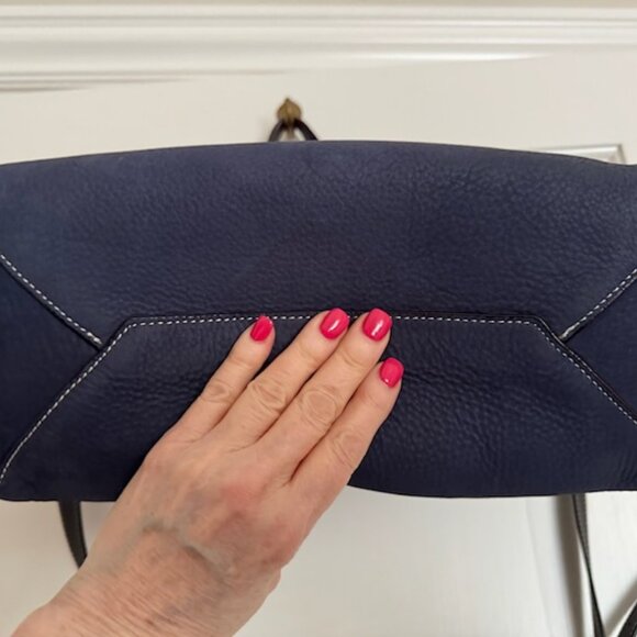 Frances Valentine Margaret Navy Nubuck Leather Tote Exceptional Condition - Picture 9 of 11